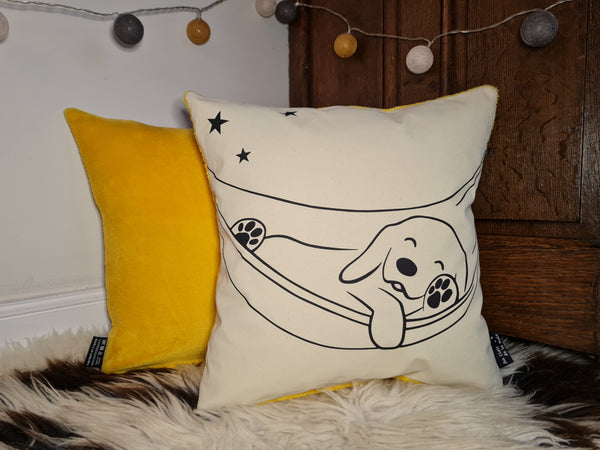 Coussin phosphorescent Chien au hamac.