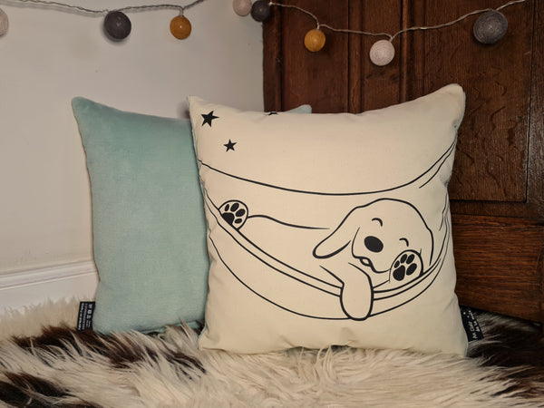 Coussin phosphorescent Chien au hamac.